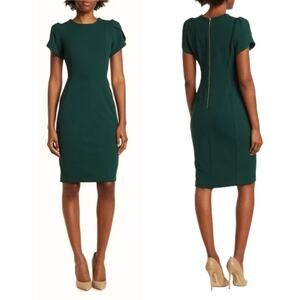 Calvin Klein NWT Tulip Sleeve Sheath Dress Malachite Dark Green 8 Professional